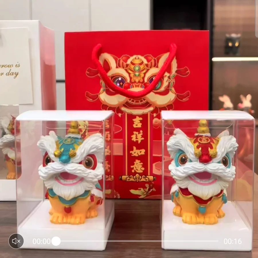Chinese-Style Lion Dance Cultural Gift Set for Events and Birthdays