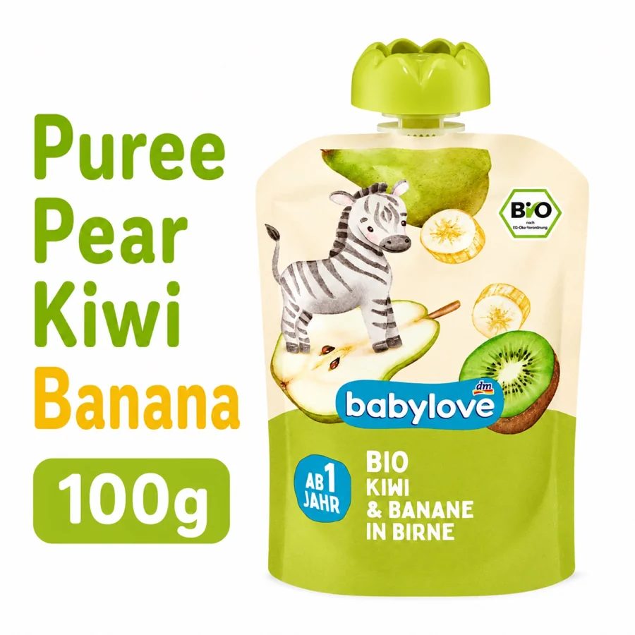 BabyLove Organic Pear, Kiwi & Banana Pouch - 1+ Year, 100g