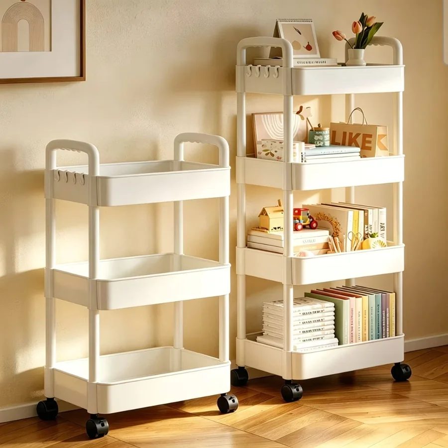 Multi-Layer Storage Cart with Wheels, Floor-Standing Organizer for Kitchen & Bedroom