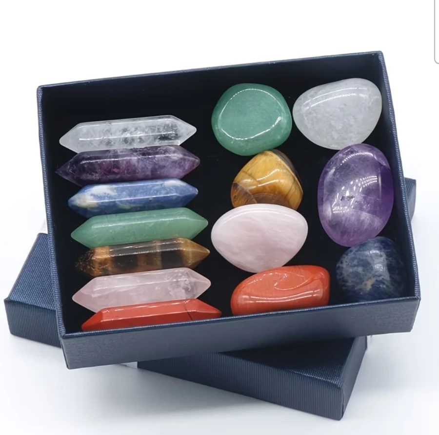 7-Piece Natural Crystal Hexagonal Column & Double-Pointed Prism Gift Set
