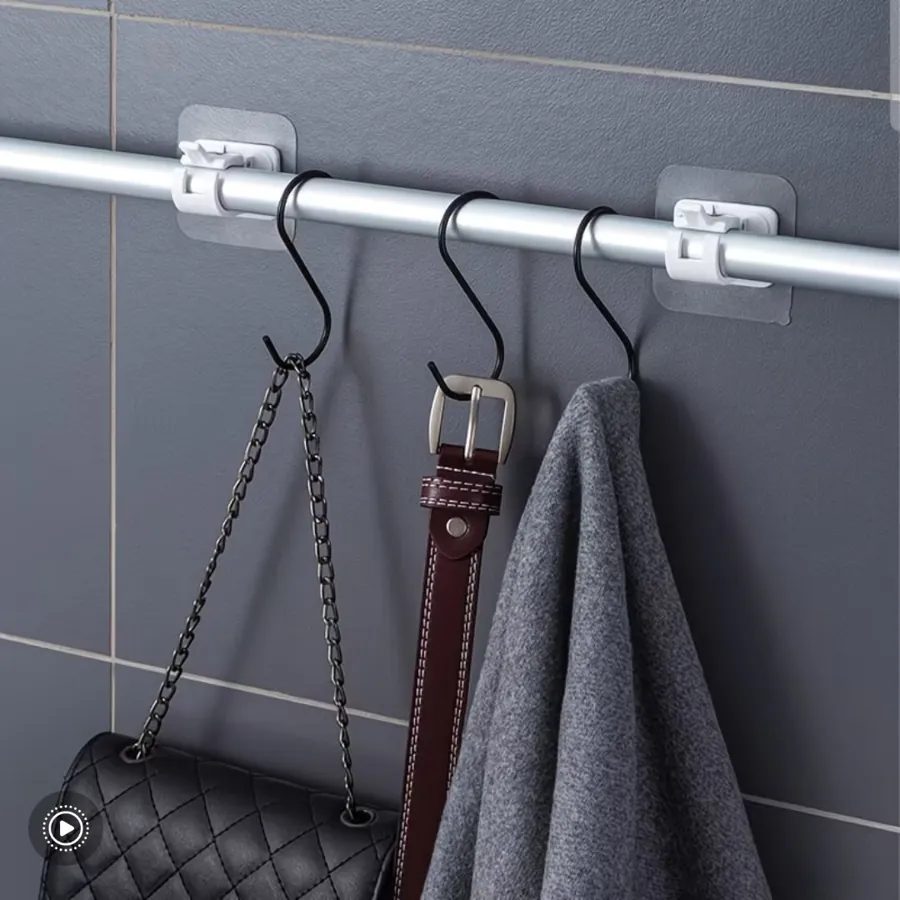 No-Drill Curtain Rod Brackets - Adhesive Wall Mount Holders