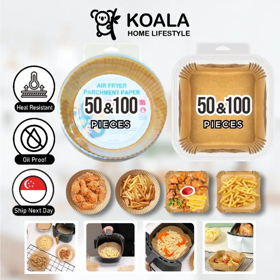 Koala Home Air Fryer Paper Disposable Oilproof Liners Non-Stick Parchment Steamer Oven Baking 100pcs / 50Pcs