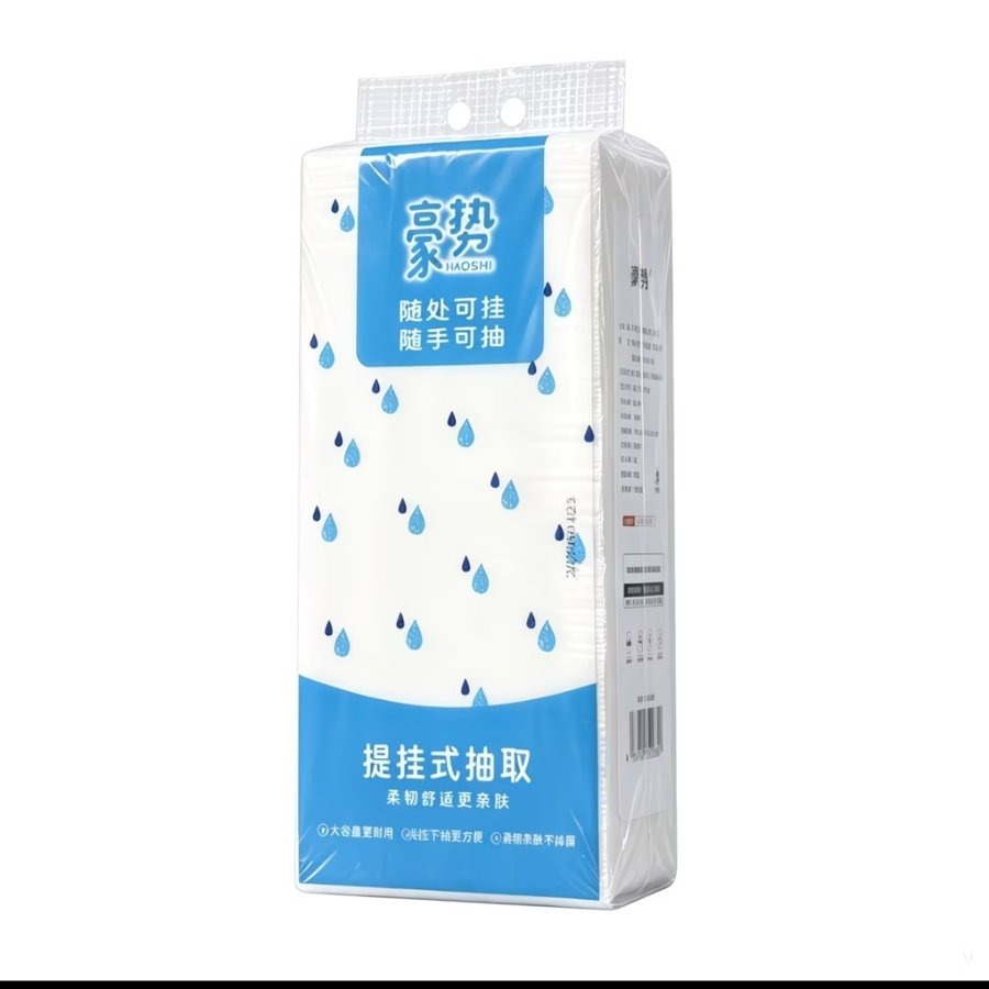 Haoshi 5-Ply Wall Hanging Facial Tissue - 10 Packs x 344 Sheets, Pure Wood Pulp 130x175mm