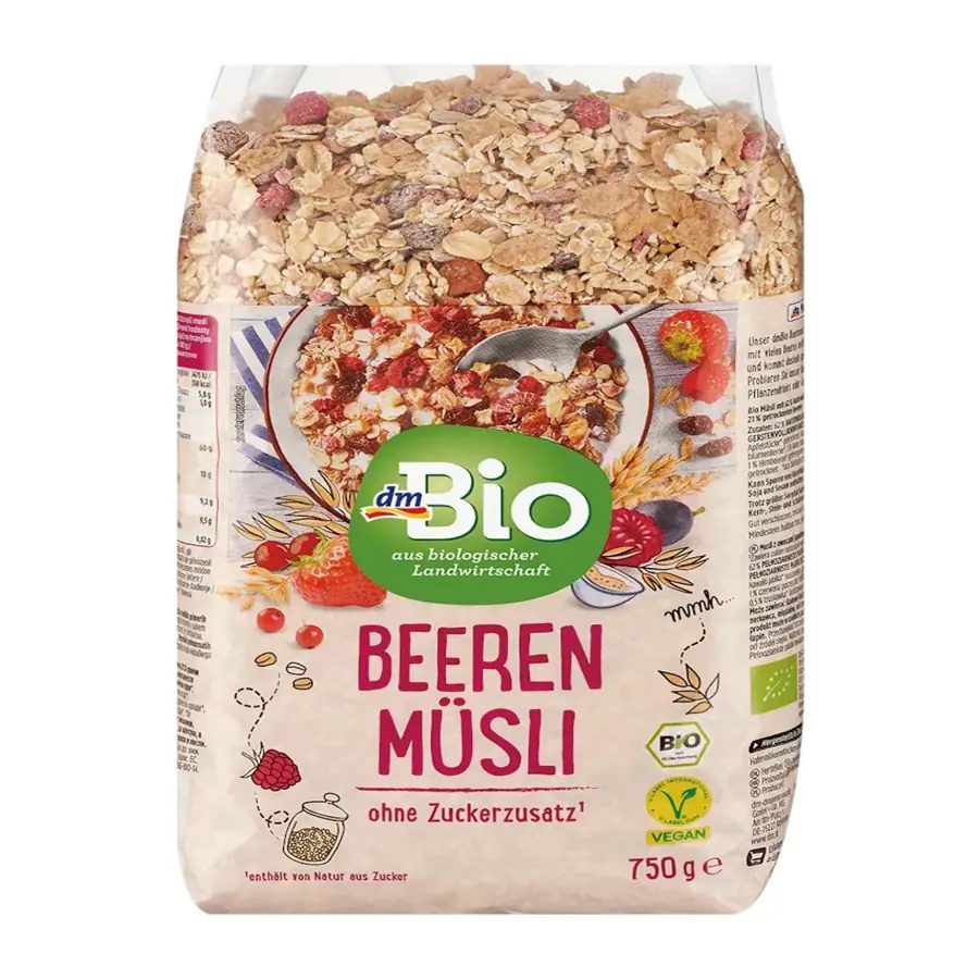 dmBio Organic Berry Muesli No Added Sugar Vegan 750g