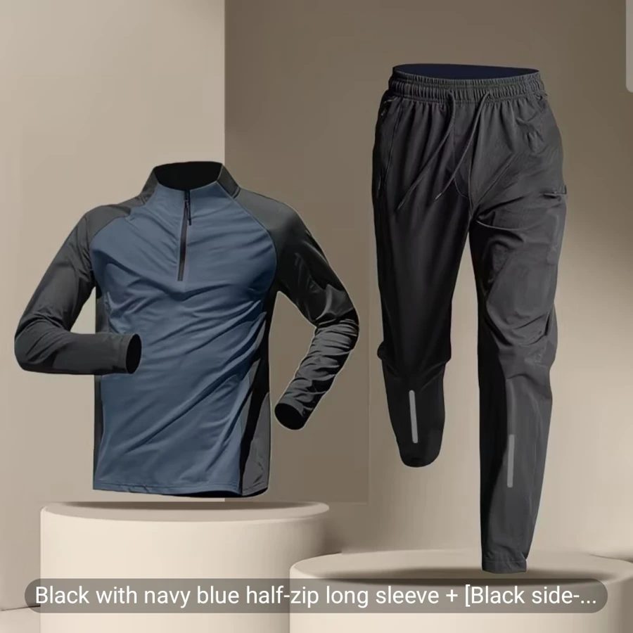 Men's Quick-Dry Half-Zip Training Shirt - Long Sleeve for Cycling, Running & Fitness
