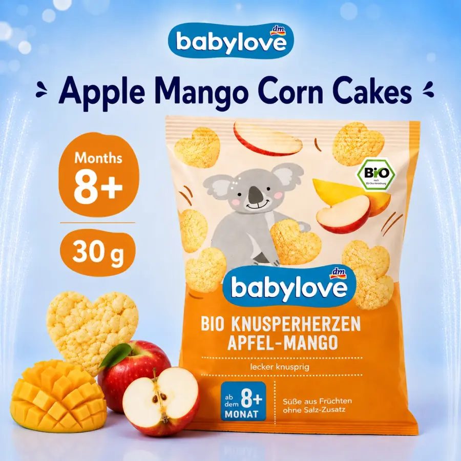 BabyLove Organic Crunchy Hearts & Mango - 8+ Months, 30g