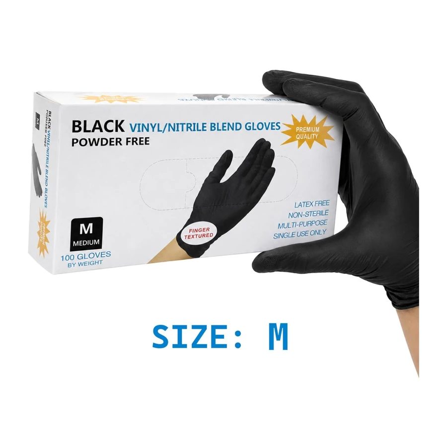 Koala Black Vinyl & Nitrile Blend Gloves Powder Free - Size M