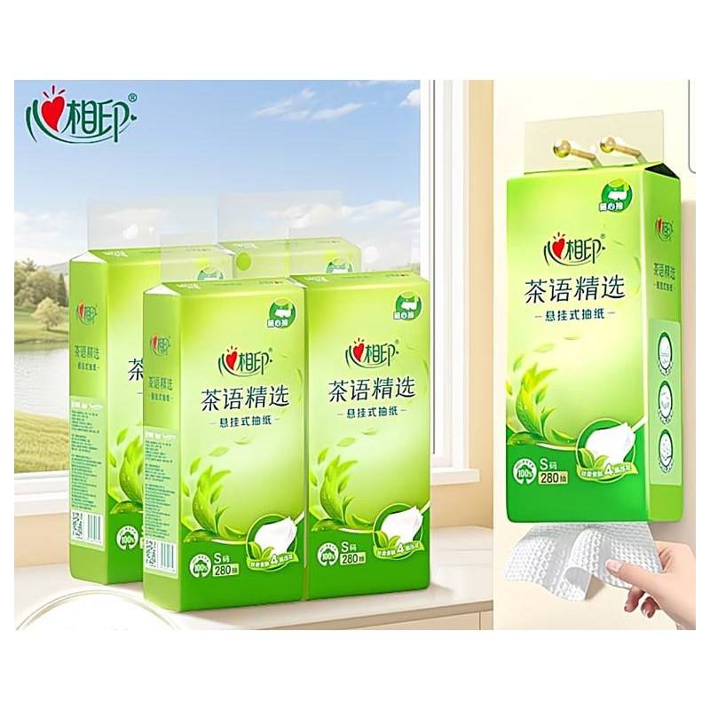 Hearttex 4-Ply Wall Hanging Facial Tissue - 8 Packs x 280 Sheets, Soft Tissue 130x180mm