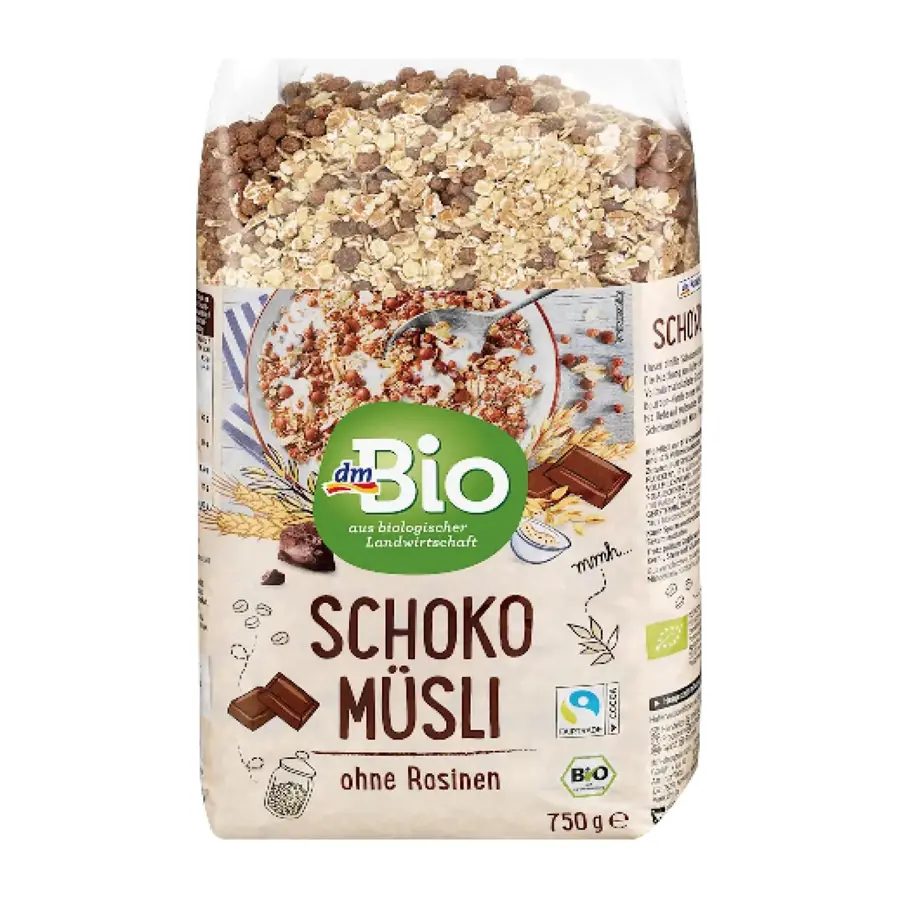 dmBio Organic Chocolate Muesli Raisin-Free 750g