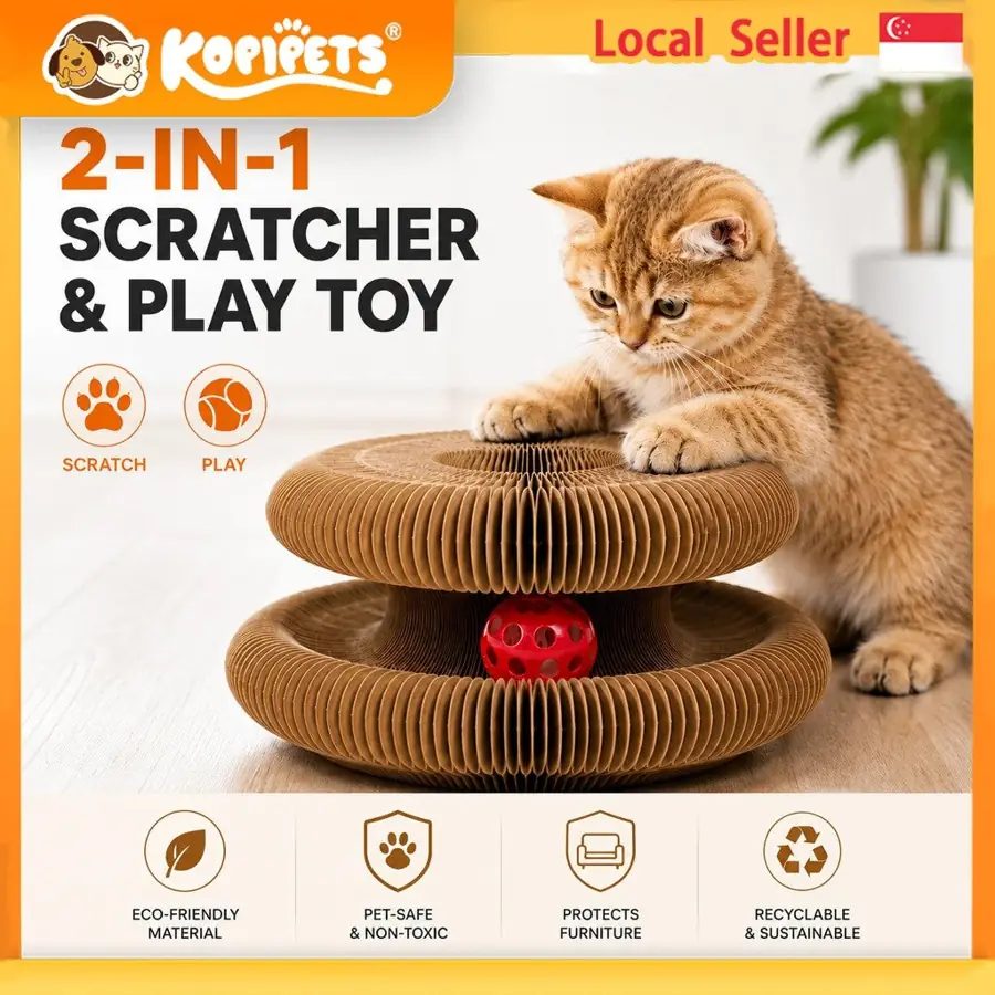 Kopipets Accordion Cat Scratcher Toy with Bell & Catnip