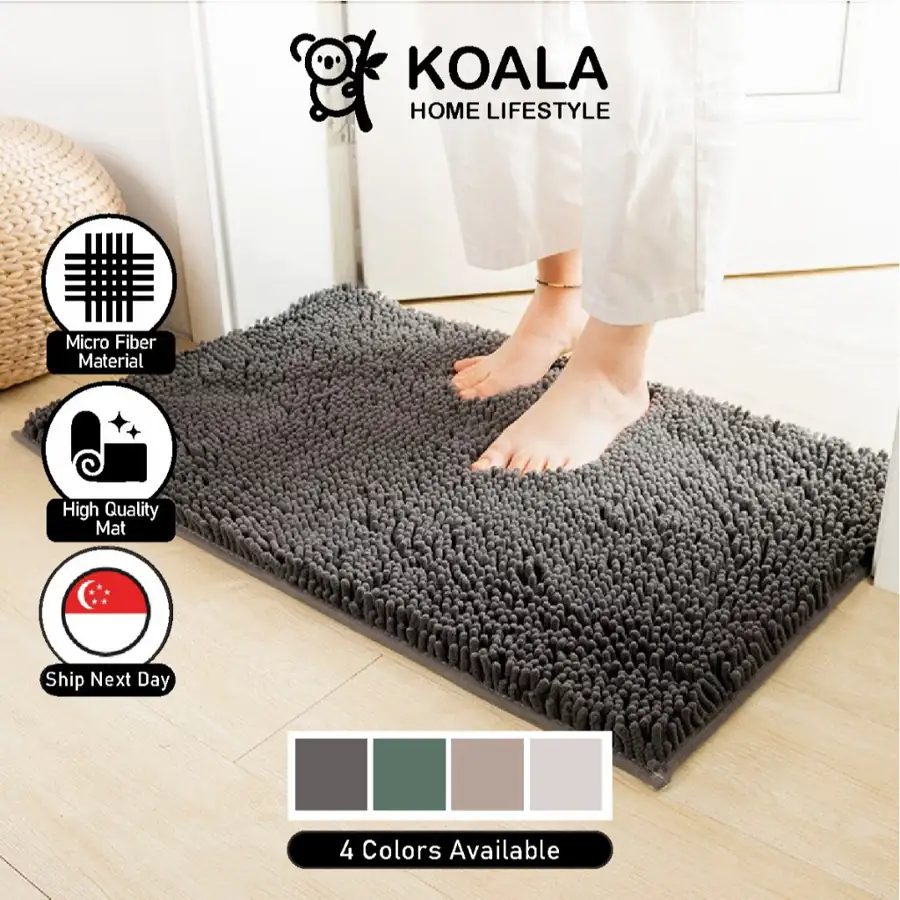 Koala Home Solid Color TPR Chenille Non-Slip Absorbent Bathroom Rug/Floor Mat/Carpet/ Kitchen Mat