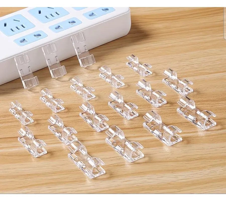 Clear Self-Adhesive Cable Routing Clips
