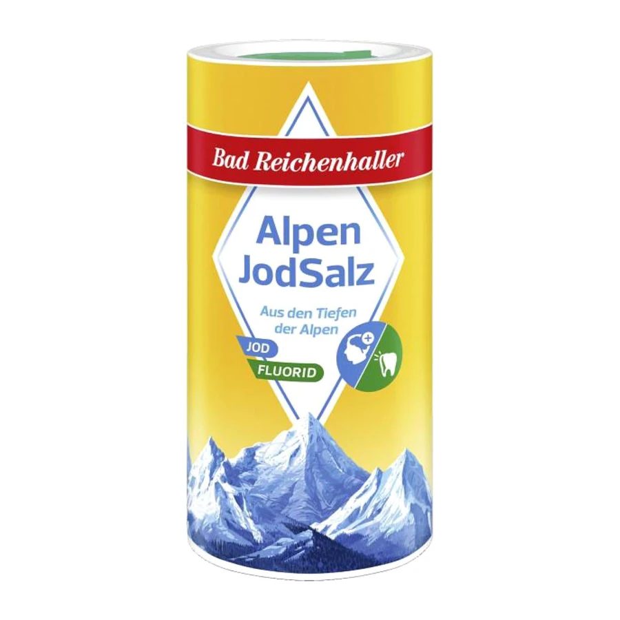 Bad Reichenhaller Alpine Iodized Salt with Fluoride - 500g Shaker