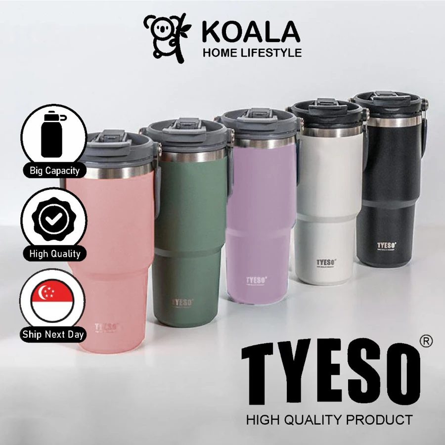 TYESO Thermos Tumbler Thermal Flask Water Bottle Vacuum Insulated Bottle Stainless Steel Coffee Cup Car