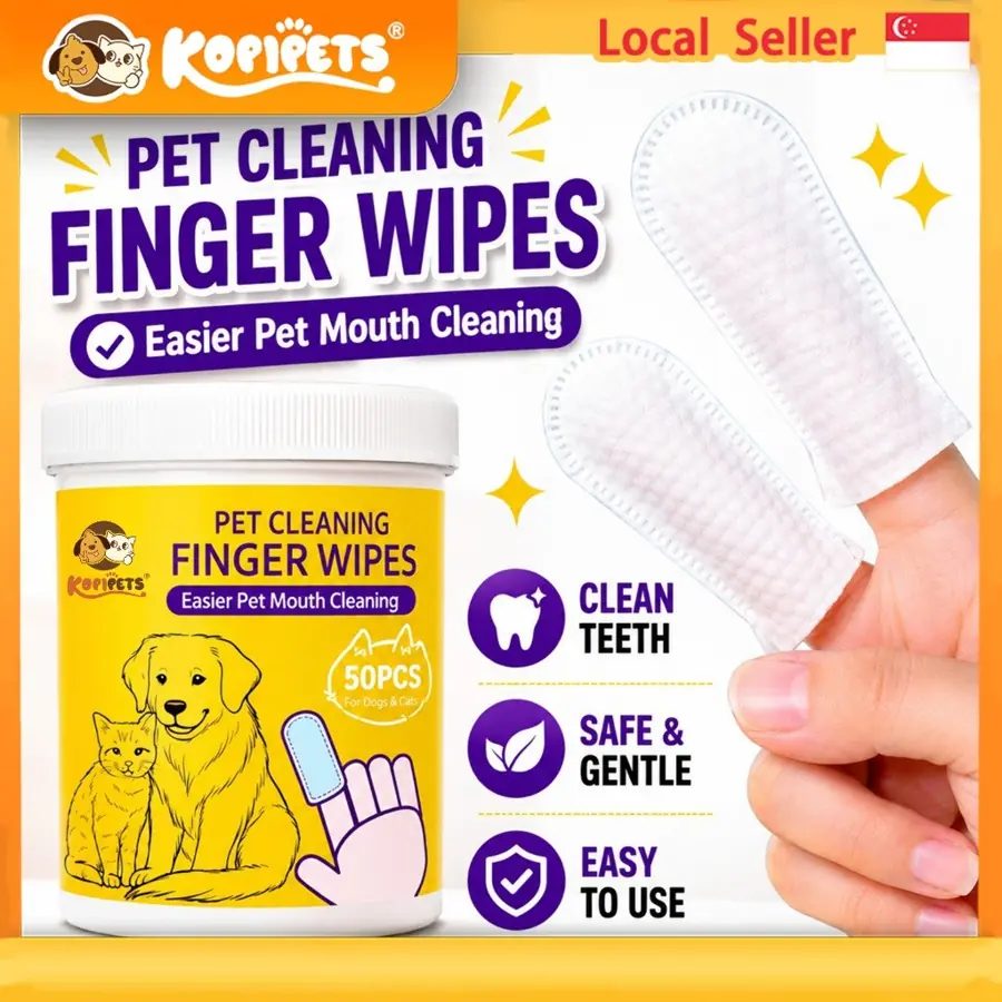 Kopipets Pet Finger Wet Wipes – 50pcs for Dogs and Cats