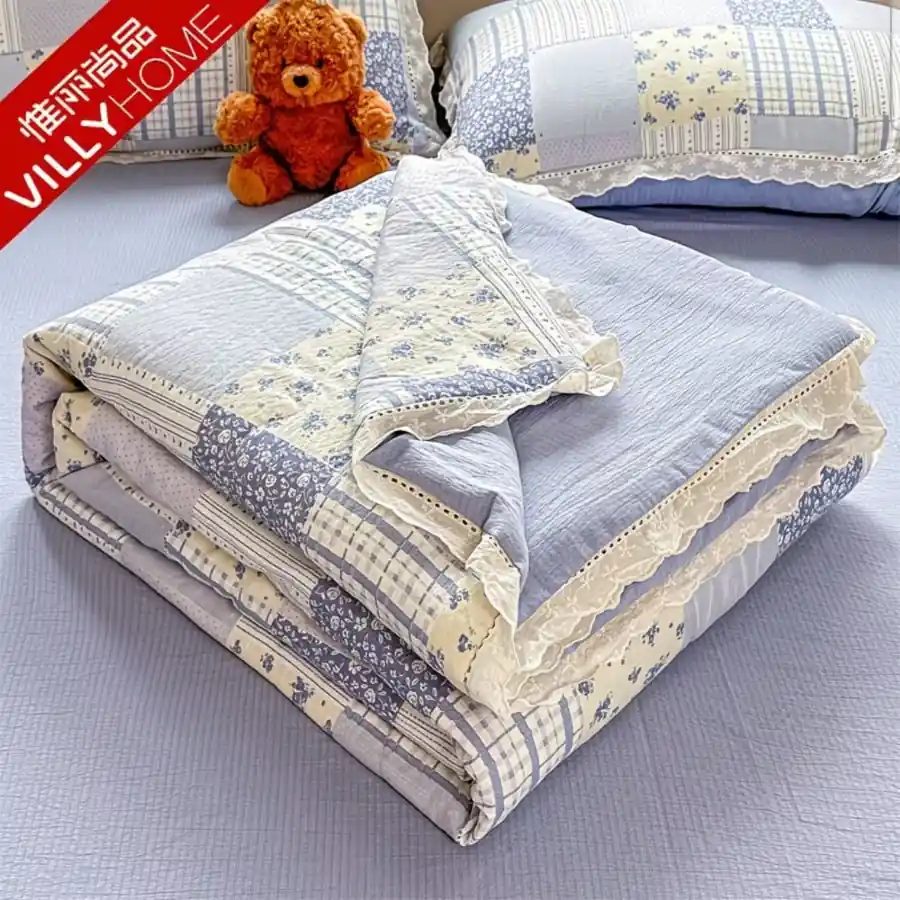 Lace Double-Layer Gauze Soybean Fibre Quilt, Thick Warm Comforter, Size S