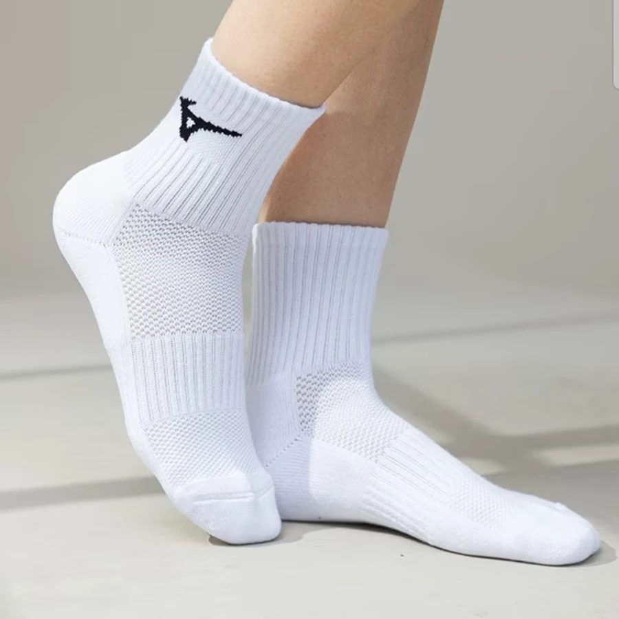 Unisex Pure Cotton Mid-Calf Running Socks, Sweat-Absorbing & Odor-Resistant