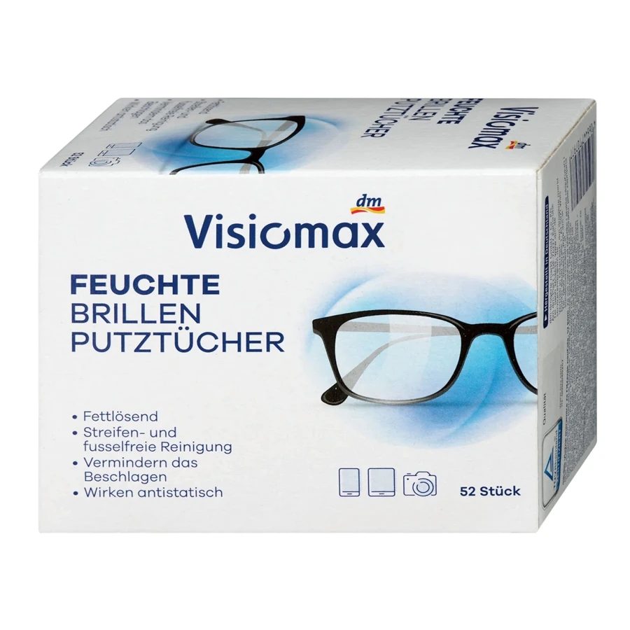 Visiomax Moist Lens Cleaning Wipes - 52pcs