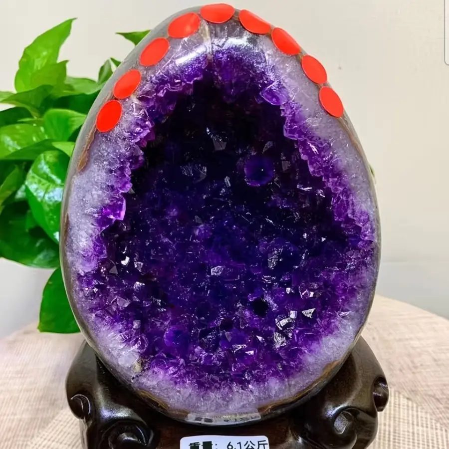Natural Amethyst Geode Dinosaur Egg Crystal Decor Gift