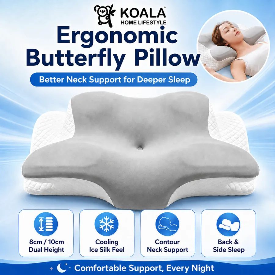 Koala Home Pillows Butterfly Shaped Neck Pillow Memory Foam Support Orthopedic Gift Idea