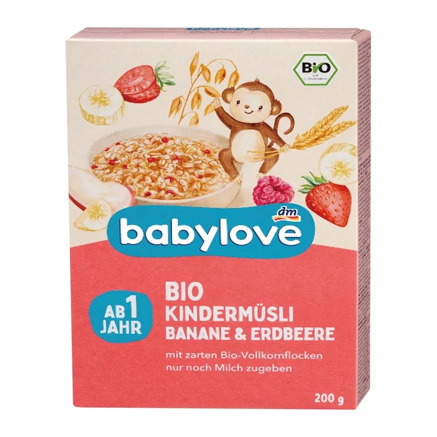 BabyLove Organic Toddler Muesli with Banana & Strawberry for Age 1+ Vegan 200g