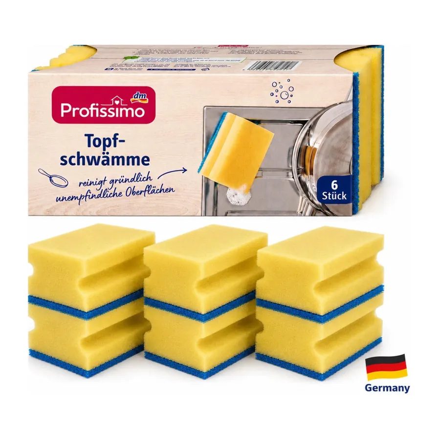 Profissimo Heavy-Duty Pot Sponges with Grip Strip - 6pcs