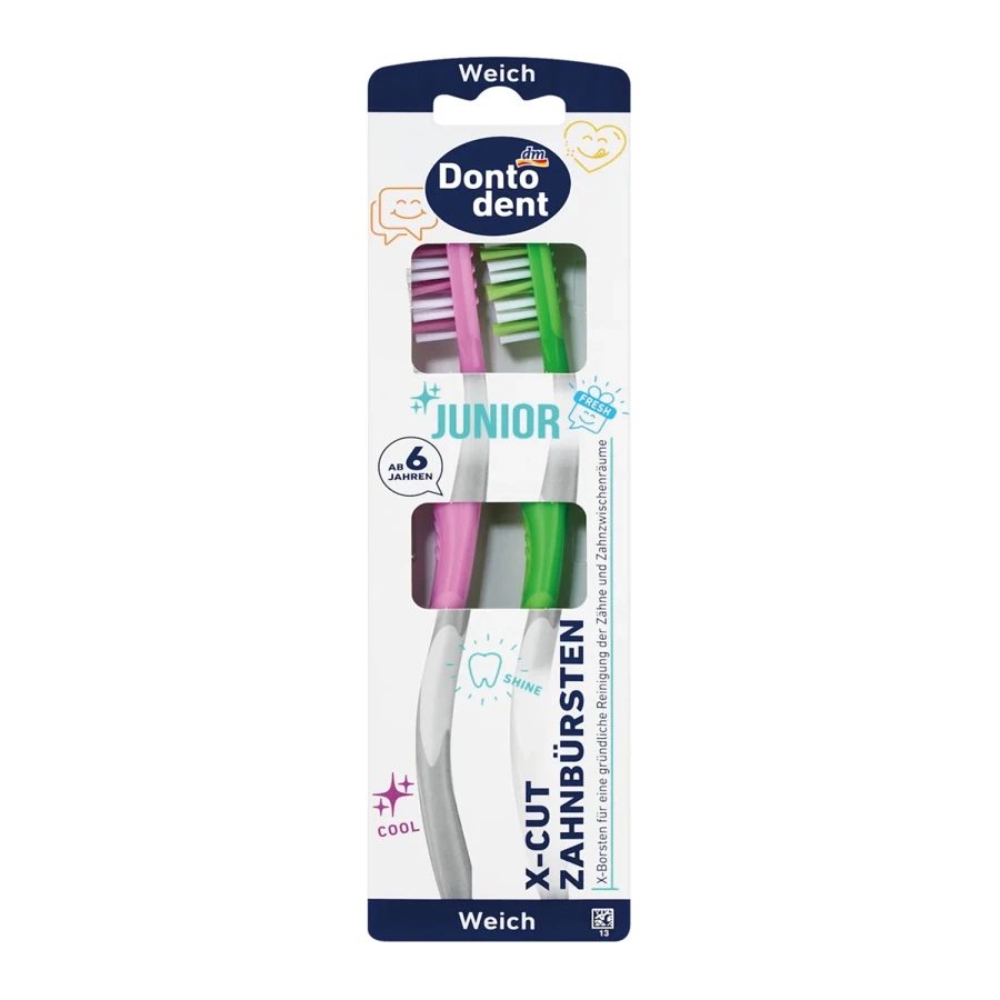 DONTODENT Junior Girl Toothbrush Ages 6+ - 2pcs
