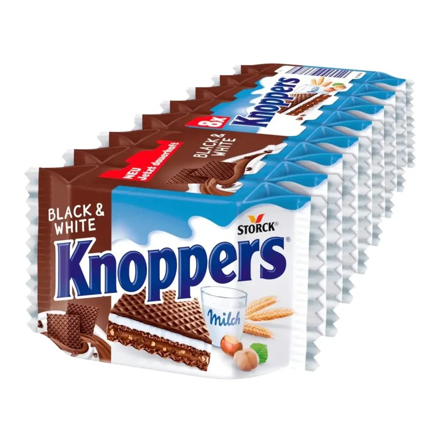 Knoppers Black & White Milk Hazelnut Wafer 25Gx8 Packs