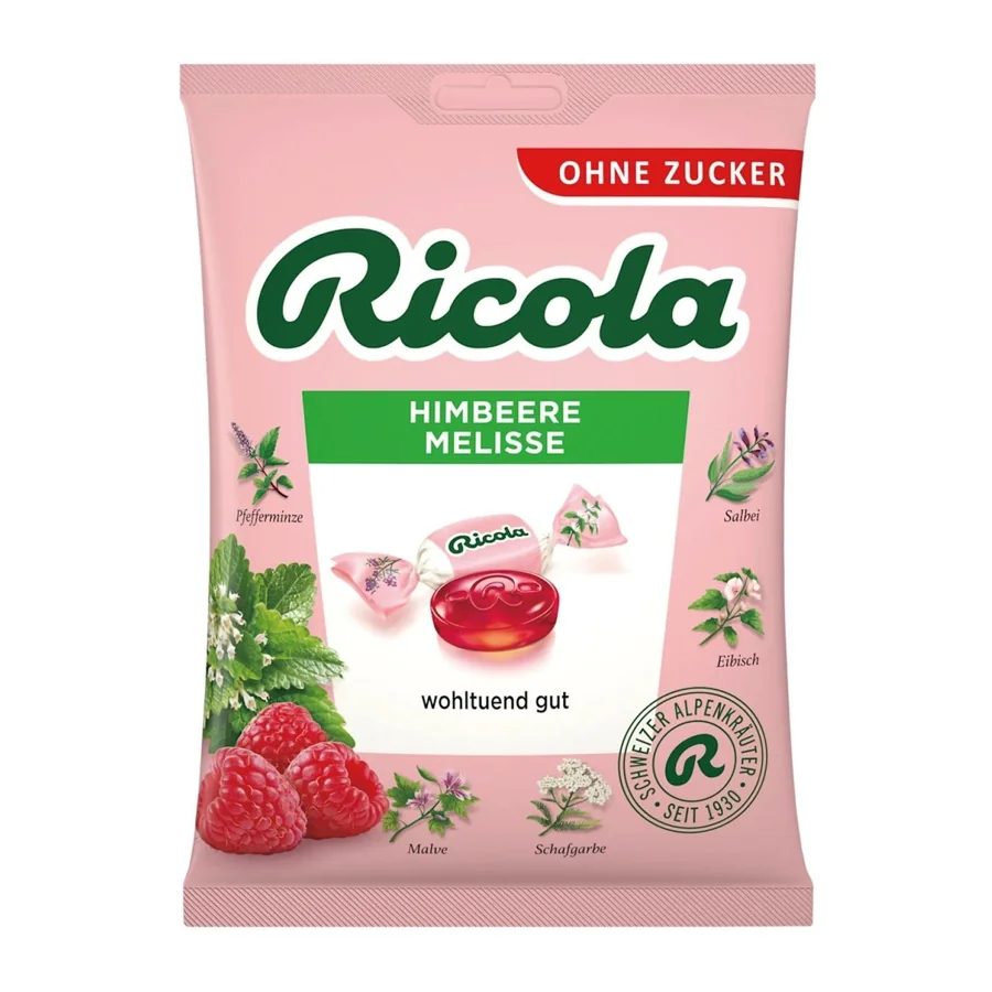 Ricola Raspberry Lemon Balm Herbal Drops Sugar Free - 75g