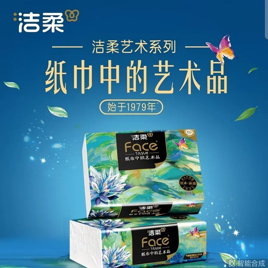 Embossed Oil Painting Pattern 4-Ply Facial Tissues, Family-Size Value Pack
