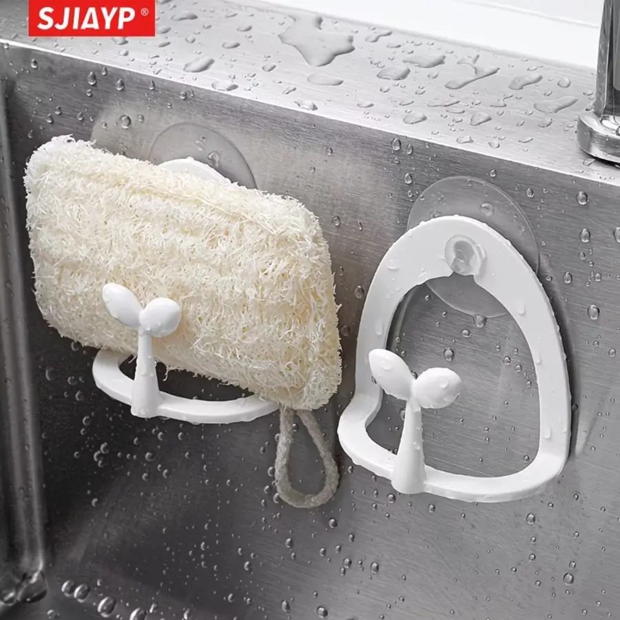 Suction Cup Kitchen Storage Rack with Magnetic Brush Holder