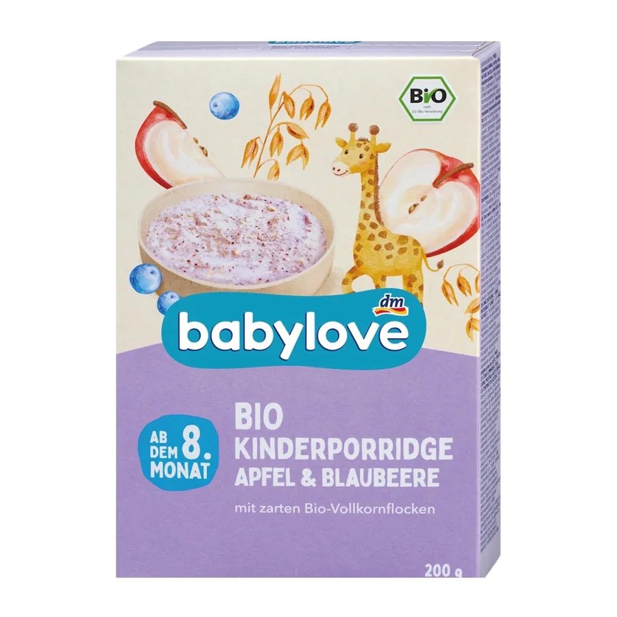 BabyLove Organic Wholegrain Porridge with & Blueberry 8+ Months 200g