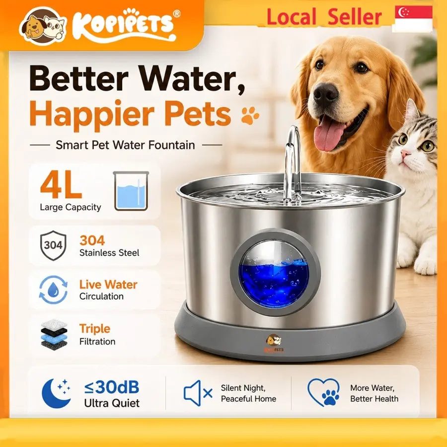 Kopipets 4L Wireless Pet Water Fountain