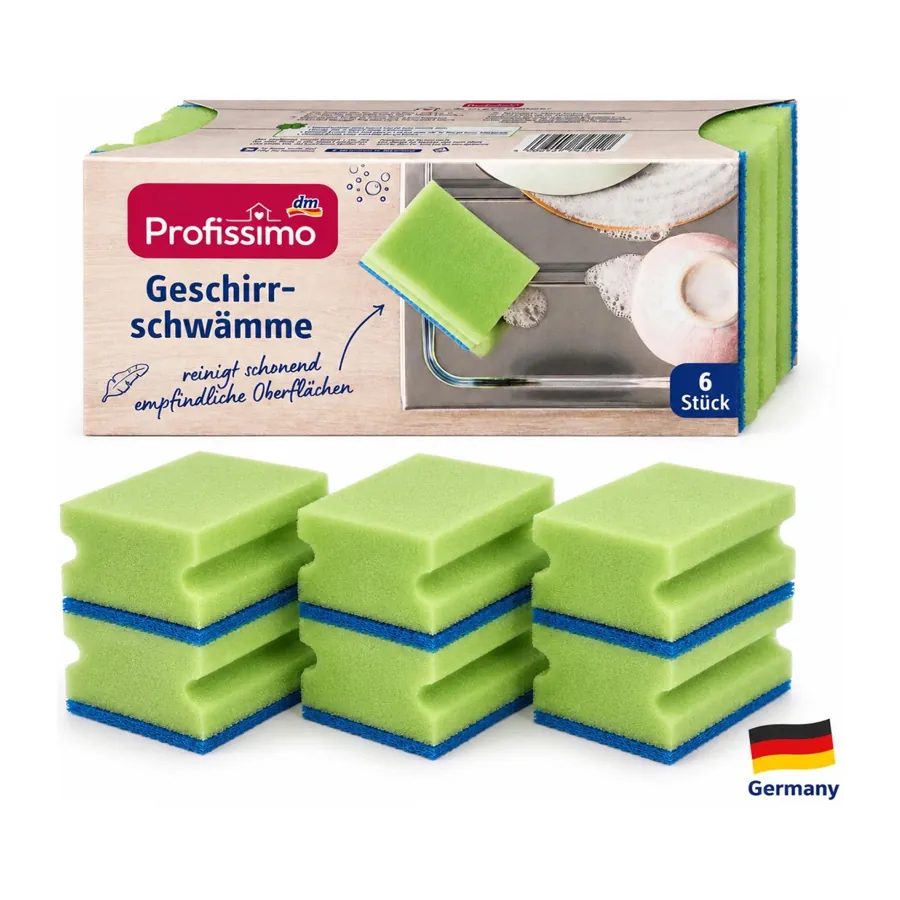 Profissimo Scratch-Free Dish Sponges with Grip Strip - 6pcs