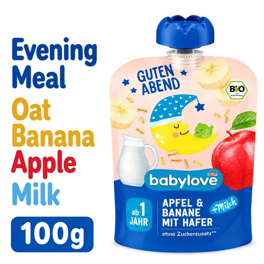 BabyLove Organic & Banana with Oat & Milk Evening Pouch - 1+ Year, 100g