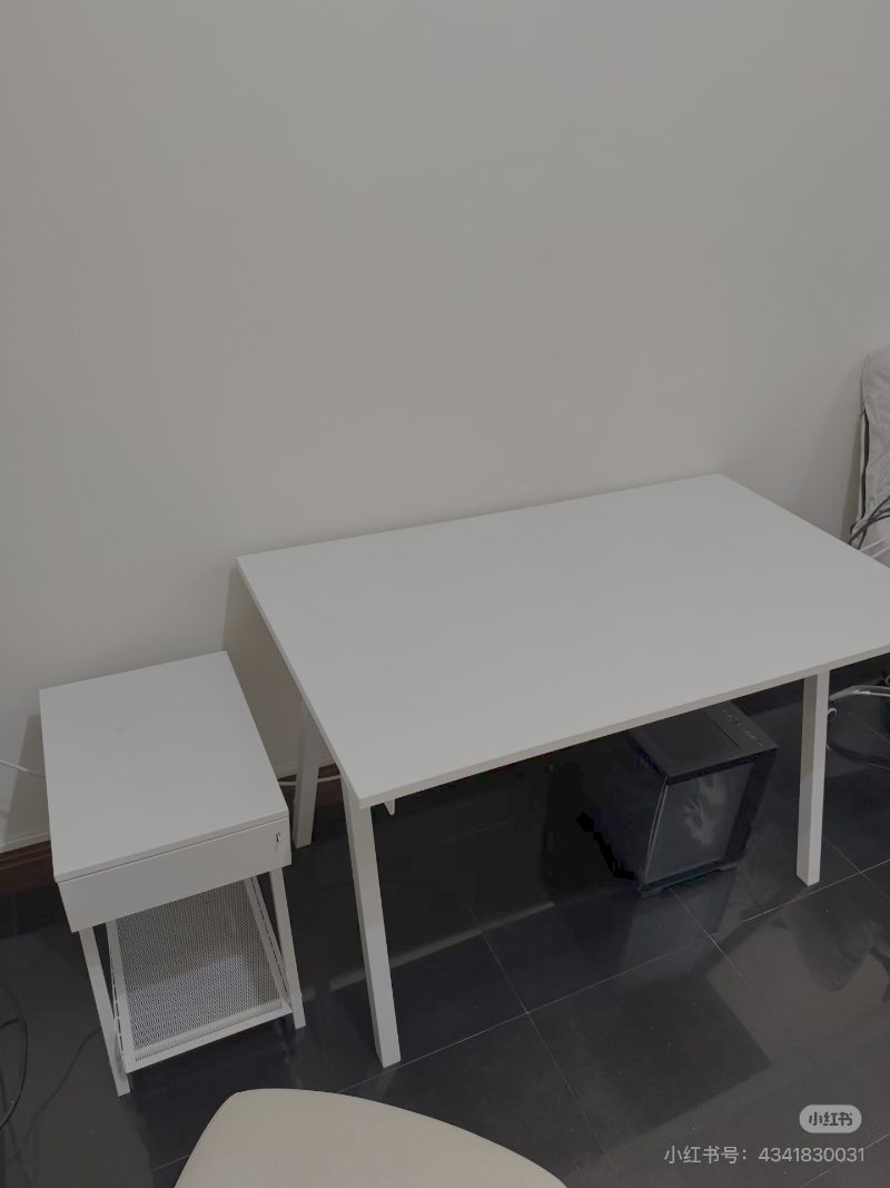 Used IKEA TROTTEN white desk and lockable drawer unit set