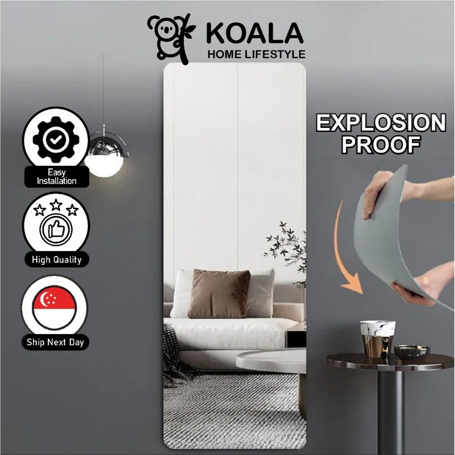 Koala Home HD Acrylic Soft Mirror - Shatterproof Full Body Mirror Self-Adhesive Non Perforated