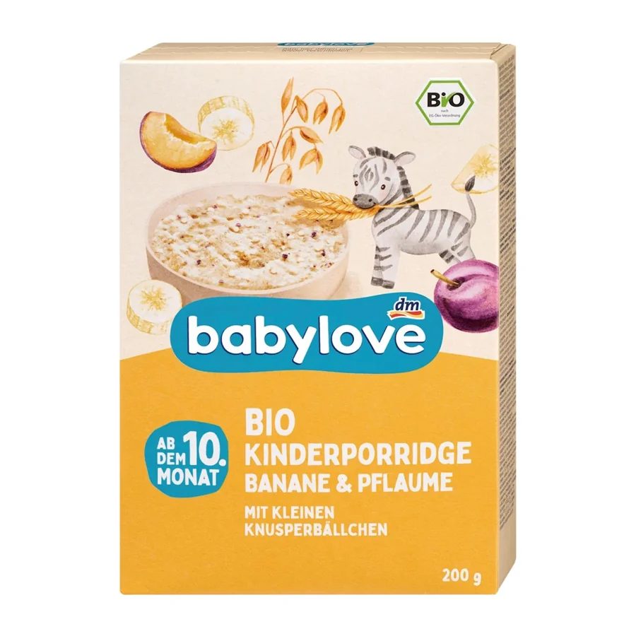 BabyLove Organic Wholegrain Porridge with Banana & Plum 10+ Months 200g