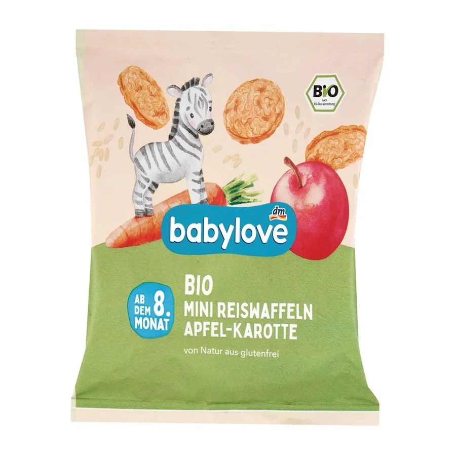 BabyLove Organic Mini Rice Cakes & Carrot - 8+ Months, 35g
