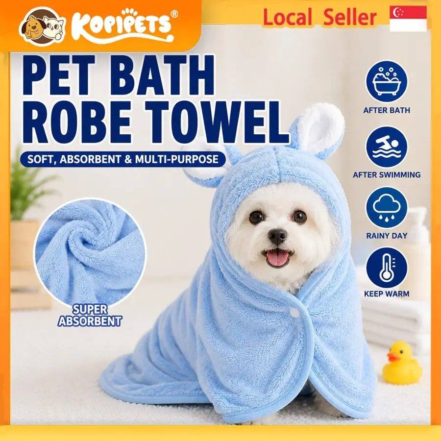 Kopipets Rabbit Ear Quick Dry Absorbent | Small Dog Drying Coat
