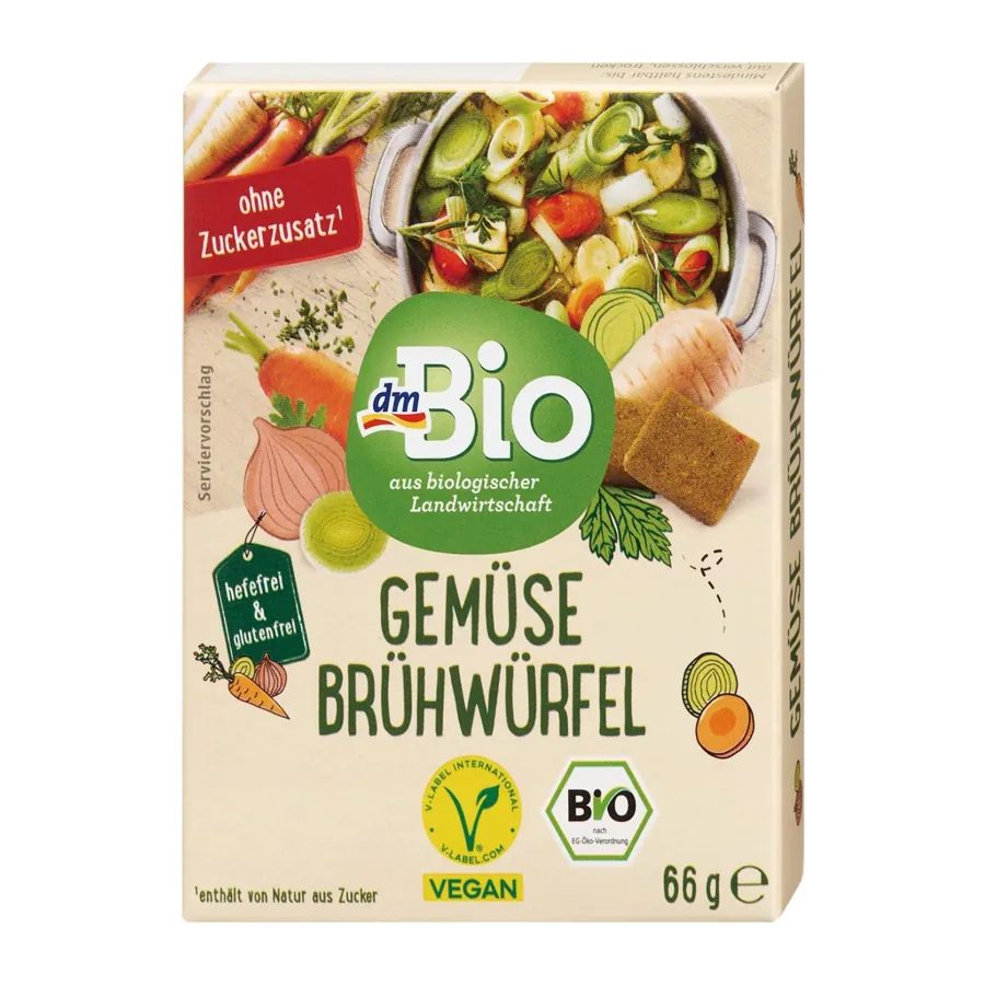 dmBio Organic Vegetable Broth Cubes Vegan Yeast-Free Gluten-Free No Preservatives 66g