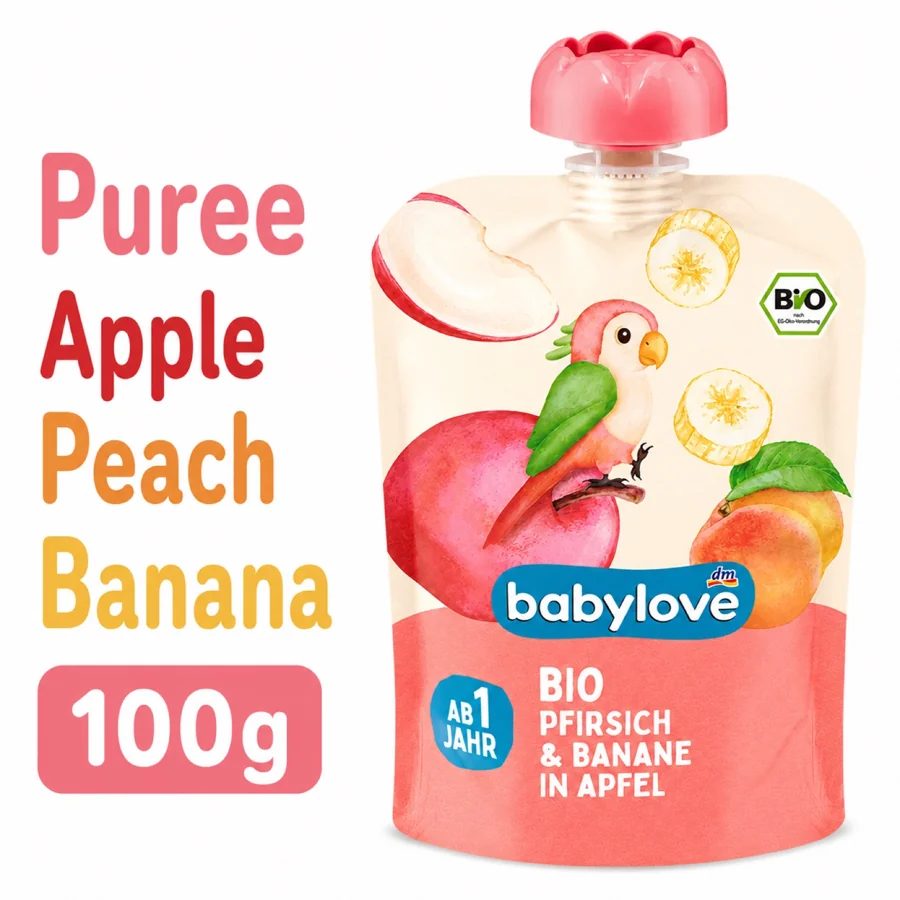 BabyLove Organic , Peach & Banana Pouch - 1+ Year, 100g