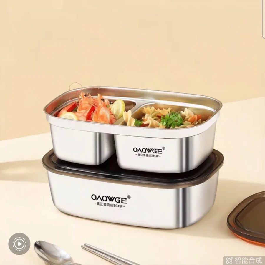 304 Stainless Steel Insulated Lunch Box, Microwave-Safe Compartment Bento Box for Office