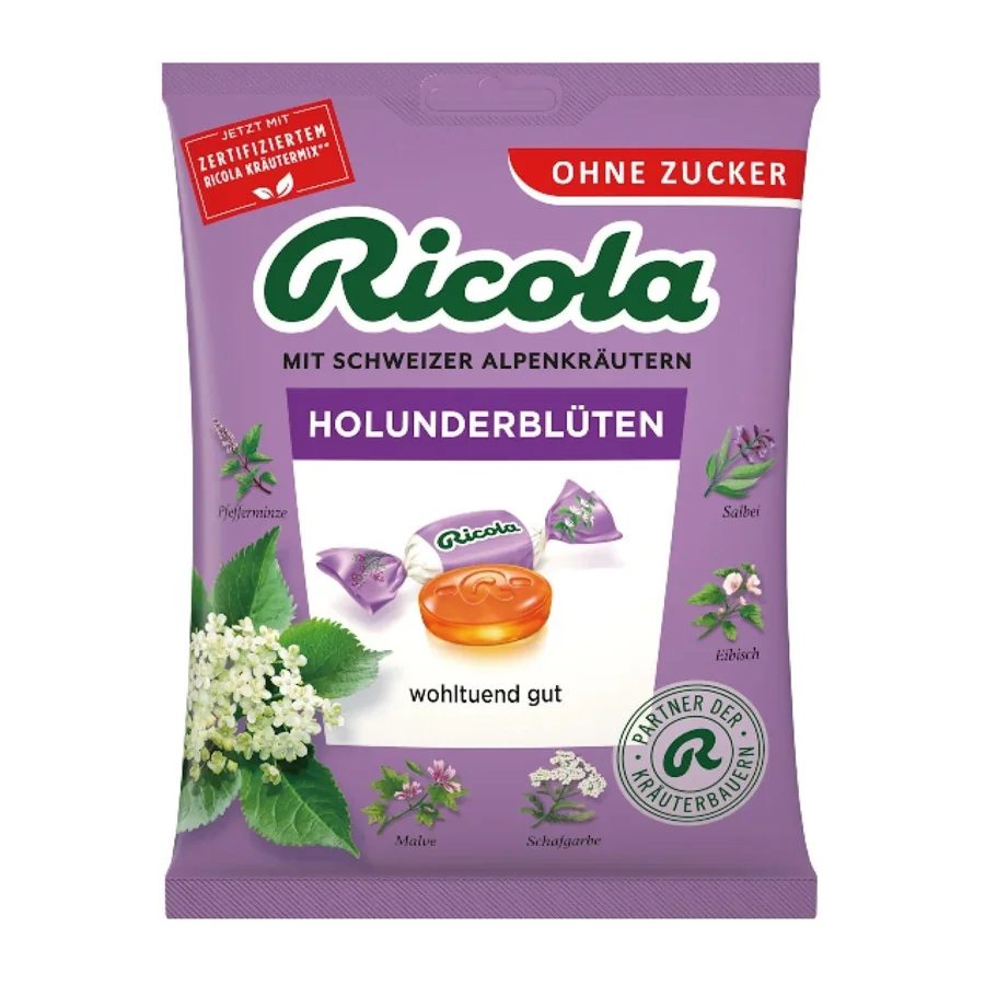 Ricola Elderflower Herbal Drops Sugar Free - 75g